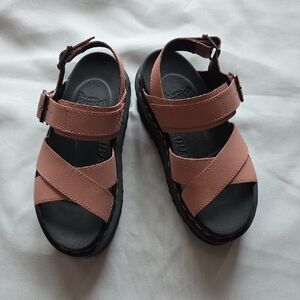 Dr. Martens Pink Platform Strappy Sandals with Adjustable Buckles